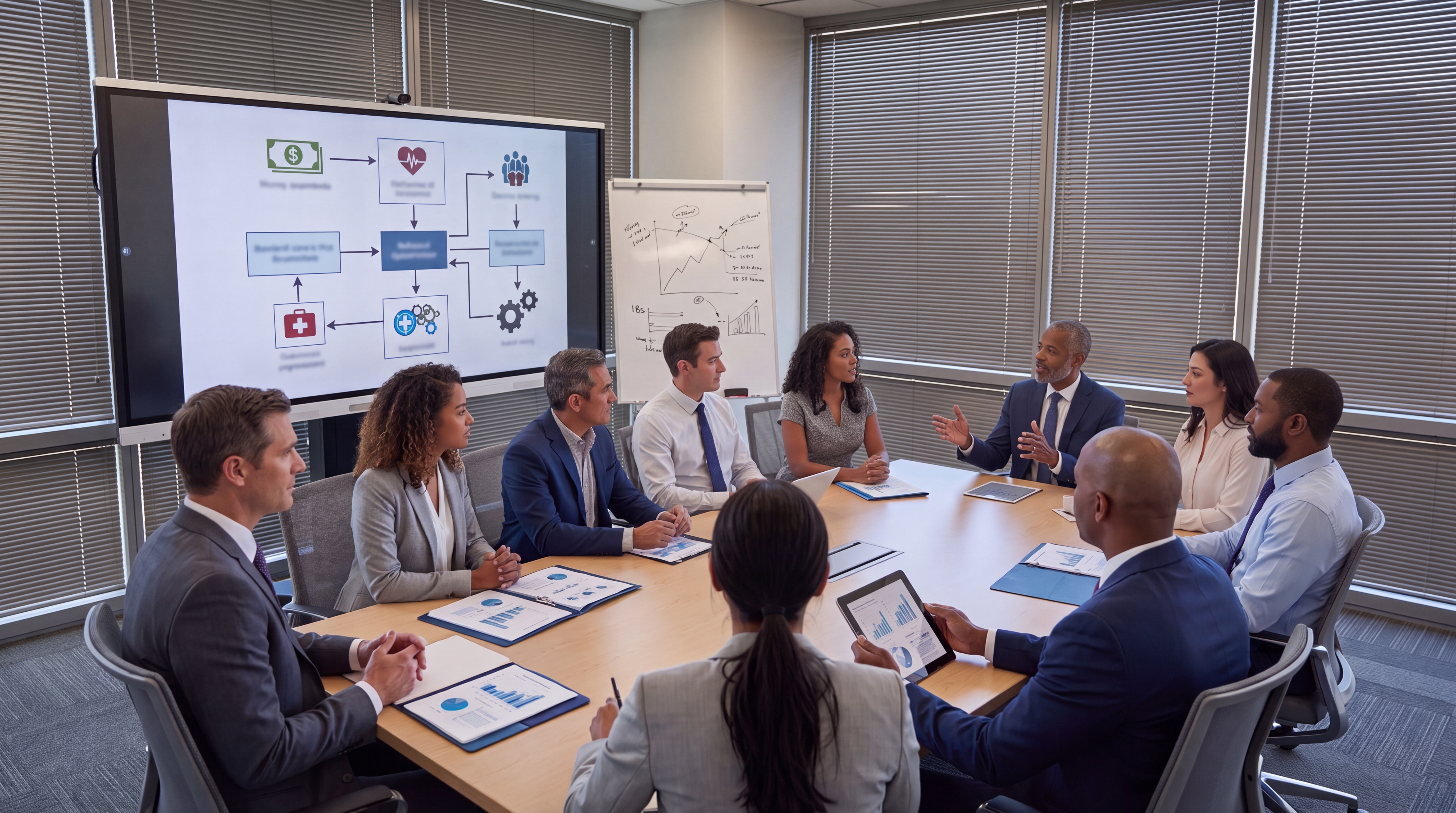 Phoenix business owner reviewing self-funded health plan options with consultant